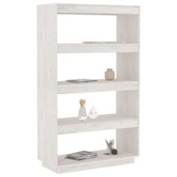 Berkfield Home Book Cabinet/Room Divider White 80x35x135 cm Solid Pinewood - Size: 80 x 35 x 135 cm - thumbnail 4