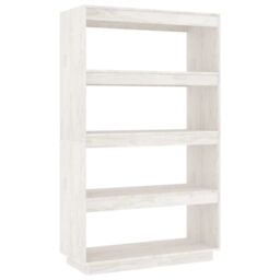Berkfield Home Book Cabinet/Room Divider White 80x35x135 cm Solid Pinewood - Size: 80 x 35 x 135 cm - thumbnail 2