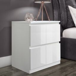 SquareBoxx Fairfield Gloss Minimalist Chest of Draws 2 Draw in White - thumbnail 1
