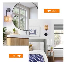 Garwarm Farmhouse Rattan Dimmable Armed Sconce (Set of 2) in Brown - thumbnail 7
