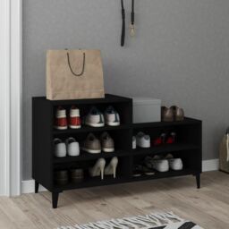 Berkfield Home Shoe Cabinet Black 102x36x60 cm Engineered Wood - Size: 102 x 36 x 60 cm - thumbnail 1