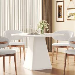 Dprodo 120CM Round Dining Table(Without Chair) in White - Size: 120 cm - thumbnail 3