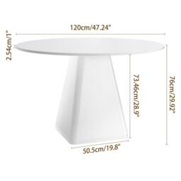 Dprodo 120CM Round Dining Table(Without Chair) in White - Size: 120 cm - thumbnail 4