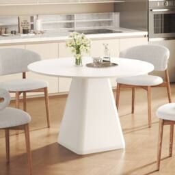 Dprodo 120CM Round Dining Table(Without Chair) in White - Size: 120 cm