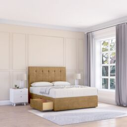 "Sloomy Highbury Plush Bed Set With No Drawers Mattress & 54"" Headboard in Light Brown - Size: Super King" - thumbnail 1