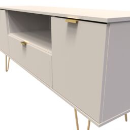 Ready Assembled 2 U Fuji 2 Door 1 Drawer Wide TV Unit (Ready Assembled) in Taupe - thumbnail 4