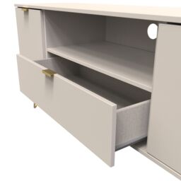 Ready Assembled 2 U Fuji 2 Door 1 Drawer Wide TV Unit (Ready Assembled) in Taupe - thumbnail 5