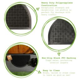 Nicola Spring Heavy Duty Half Moon Door Mat Set - 60 x 40cm - Size: 40 cm x 60 cm - thumbnail 2