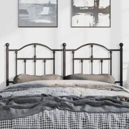 Berkfield Home Metal Headboard Black 135 cm - thumbnail 3