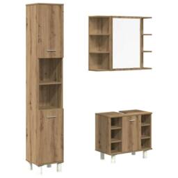Berkfield Home 3 Piece Bathroom Furniture Set Artisan Oak Engineered Wood in Brown - thumbnail 1