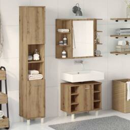 Berkfield Home 3 Piece Bathroom Furniture Set Artisan Oak Engineered Wood in Brown - thumbnail 3