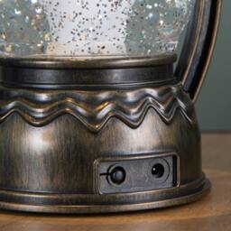Samuel Alexander 20cm Light up The Snowman Christmas Water Spinner Globe with LEDs in Bronze - thumbnail 6