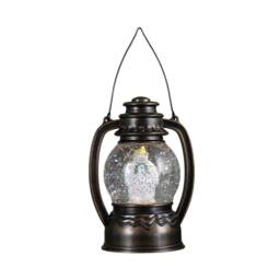 Samuel Alexander 20cm Light up The Snowman Christmas Water Spinner Globe with LEDs in Bronze