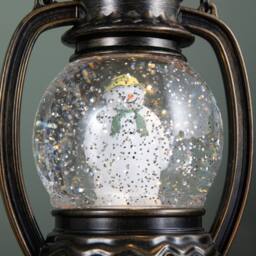 Samuel Alexander 20cm Light up The Snowman Christmas Water Spinner Globe with LEDs in Bronze - thumbnail 5