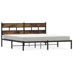 Berkfield Home Metal Bed Frame without Mattress Smoked Oak 180x200 cm Super King in Brown - thumbnail 2