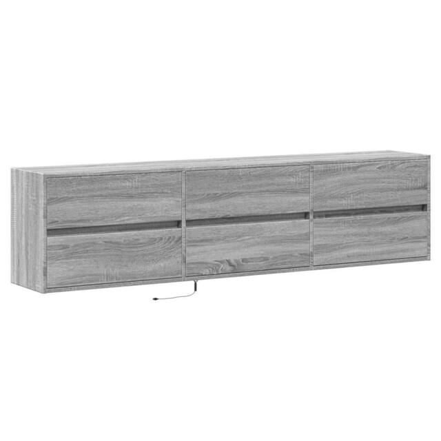 Berkfield Home TV Wall Cabinet with LED Grey Sonoma 180x31x45 cm - Size: 180 x 31 x 45 cm - image 1