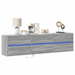 Berkfield Home TV Wall Cabinet with LED Grey Sonoma 180x31x45 cm - Size: 180 x 31 x 45 cm - thumbnail 2