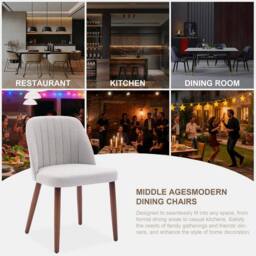 London Boutique 2PCS Upholstered Dining Chairs Modern Fabric Side Chairs Accent Chairs in Grey - thumbnail 7