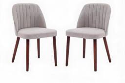 London Boutique 2PCS Upholstered Dining Chairs Modern Fabric Side Chairs Accent Chairs in Grey - thumbnail 2