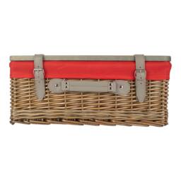 Red Hamper Antique Wash Red Lined Willow Empty Picnic Basket with Pinewood Lid - Size: XL - thumbnail 4