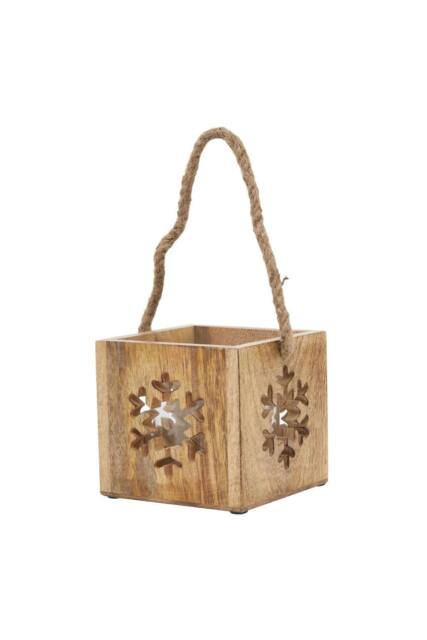 KDMD Natural Wooden Snowflake Tealight Candle Holder - Rustic Winter Decor in Brown - image 1