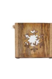 KDMD Natural Wooden Snowflake Tealight Candle Holder - Rustic Winter Decor in Brown - thumbnail 3