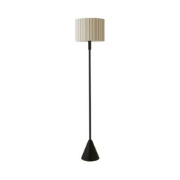 ValueLights Mitch Linen Stripe Lamp Shade Black Triangle Floor Lamp with LED Bulb in Off-White - thumbnail 2