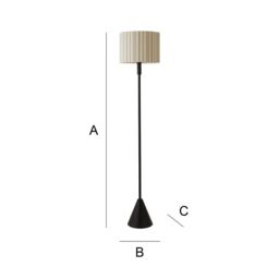 ValueLights Mitch Linen Stripe Lamp Shade Black Triangle Floor Lamp with LED Bulb in Off-White - thumbnail 7