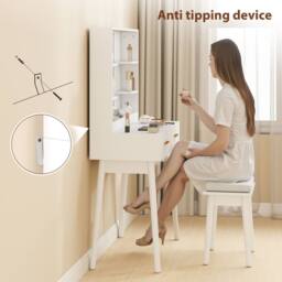 Wyld Haus White Dressing Table with LED Mirror Stool & Storage - thumbnail 9