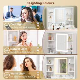 Wyld Haus White Dressing Table with LED Mirror Stool & Storage - thumbnail 5