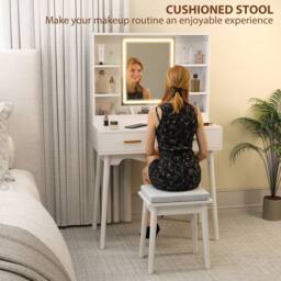 Wyld Haus White Dressing Table with LED Mirror Stool & Storage - thumbnail 7
