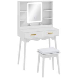 Wyld Haus White Dressing Table with LED Mirror Stool & Storage - thumbnail 2