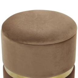 Wyld and Coco Set of 2 Brown Velvet Storage Pouffes with Gold Bar Detail - thumbnail 5