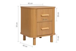 Birlea 2 Oak Brown Drawer Wooden Fluted Bedside Axel - thumbnail 6