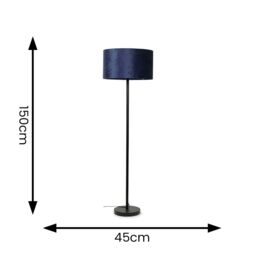 ValueLights Charlie Black Stem Floor Lamp Light with Velvet Lamp Shade in Navy - Size: 18 inches - thumbnail 5