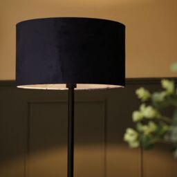 ValueLights Charlie Black Stem Floor Lamp Light with Velvet Lamp Shade in Navy - Size: 18 inches - thumbnail 4