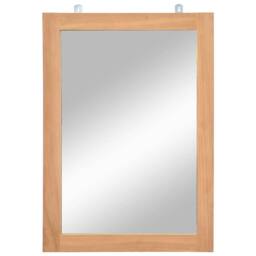 Berkfield Home Wall Mirror Solid Teak 50x70 cm in Brown - thumbnail 1
