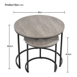 Kelvenix Nesting Coffee Tables Set of 2 in Grey - Size: 0.6m2 - thumbnail 2