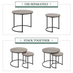 Kelvenix Nesting Coffee Tables Set of 2 in Grey - Size: 0.6m2 - thumbnail 4