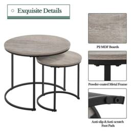 Kelvenix Nesting Coffee Tables Set of 2 in Grey - Size: 0.6m2 - thumbnail 3