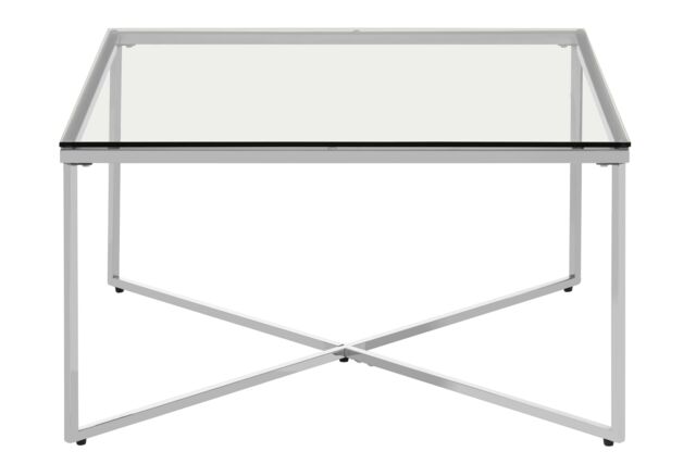 Orsina Contemporray Design Silver Finish Cross Base Coffee Table, Durable Constructed Coffee Table, Sleek Table - image 1