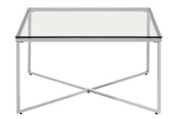 Orsina Contemporray Design Silver Finish Cross Base Coffee Table, Durable Constructed Coffee Table, Sleek Table - thumbnail 1