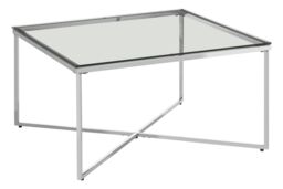 Orsina Contemporray Design Silver Finish Cross Base Coffee Table, Durable Constructed Coffee Table, Sleek Table - thumbnail 2