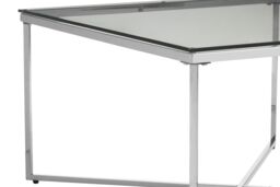 Orsina Contemporray Design Silver Finish Cross Base Coffee Table, Durable Constructed Coffee Table, Sleek Table - thumbnail 4