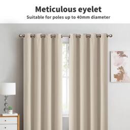 VOGREX 2Pcs Thermal Blockout UV Protection Washable Curtains in Beige - thumbnail 5