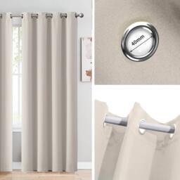 VOGREX 2Pcs Thermal Blockout UV Protection Washable Curtains in Beige - thumbnail 6