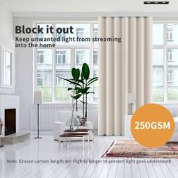 VOGREX 2Pcs Thermal Blockout UV Protection Washable Curtains in Beige - thumbnail 3