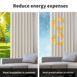 VOGREX 2Pcs Thermal Blockout UV Protection Washable Curtains in Beige - thumbnail 2
