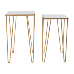 Orsina Set Of 2 Rectangular Side Tables, Luxe Small Tables, Accent Tables, Metallic Bedside Tables, Decorative Tables in Gold - thumbnail 3