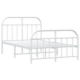 Berkfield Home Metal Bed Frame with Headboard & Footboard White 120x190 cm Small Double - thumbnail 5